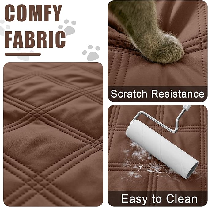 Smiry Waterproof Dog Bed Cover Blanket 40x80, Soft Reversible Pet Blanket, Washable Leakproof Cats Dogs Couch Cover for Sofa, Couch, Furniture, Lattice, Brown/Beige