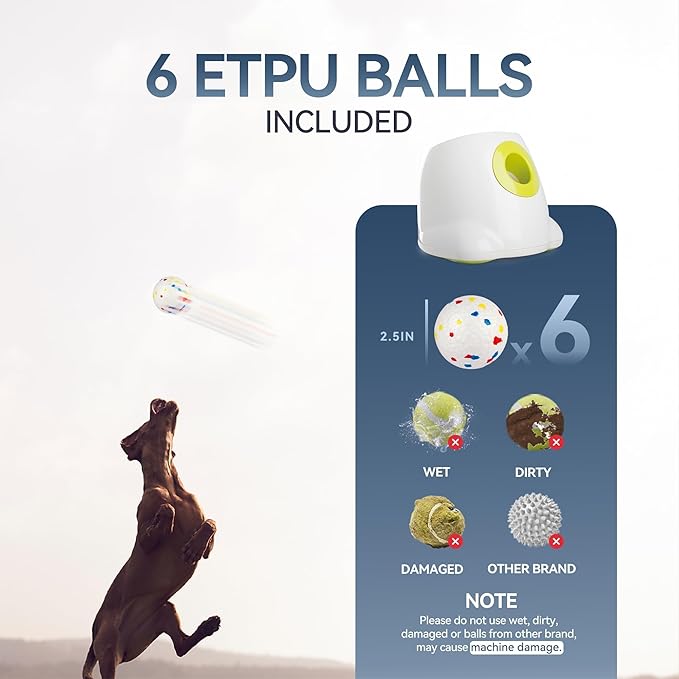 ALL FOR PAWS Automatic Dog Ball Launcher with 2.5in EPTU Balls, Ball Thrower for Medium to Large Dogs, Interactive Dog Fetch Toy for Mental & Physical Exercise