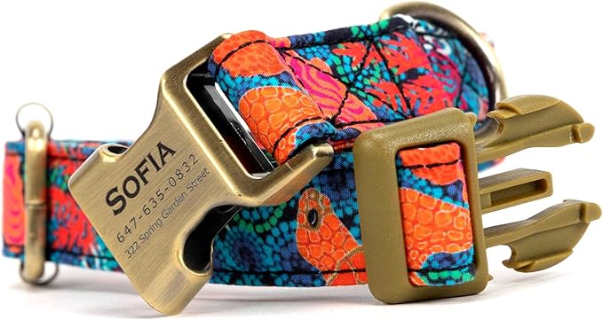 Personalized Dog Collar with Name and Phone Number Engraved,Adjustable Custom Puppy Collar,Organic Cotton Pet Collar for Small Medium Large Boy Girl Dogs