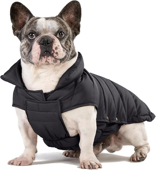 SPACE LION Dog Puffer Jacket, Down Winter Coat, Durable Outdoor Coat for Cold and Windy Conditions, Lightweight & Adjustable Fit Coats for Medium & Large Dogs,(Black, Size16/XL)