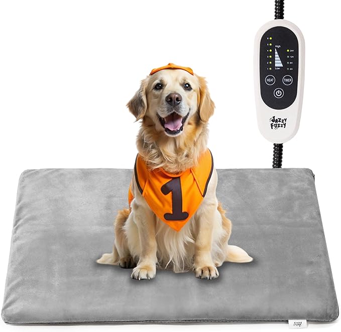 Pet Heating Pad, 6 Adjustable Temperature Indoor Heated Pad with Timer, for Cats and Dog with Chew Resistant Cord (M: 28" x 16")