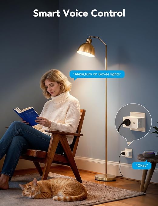 Govee Smart Plug with Energy Monitoring, WiFi Bluetooth Plug Work with Alexa and Google Assistant, 15A Smart Outlets with Timer & Group Controller, No Hub Required, ETL&FCC Certified for Home, 2 Pack