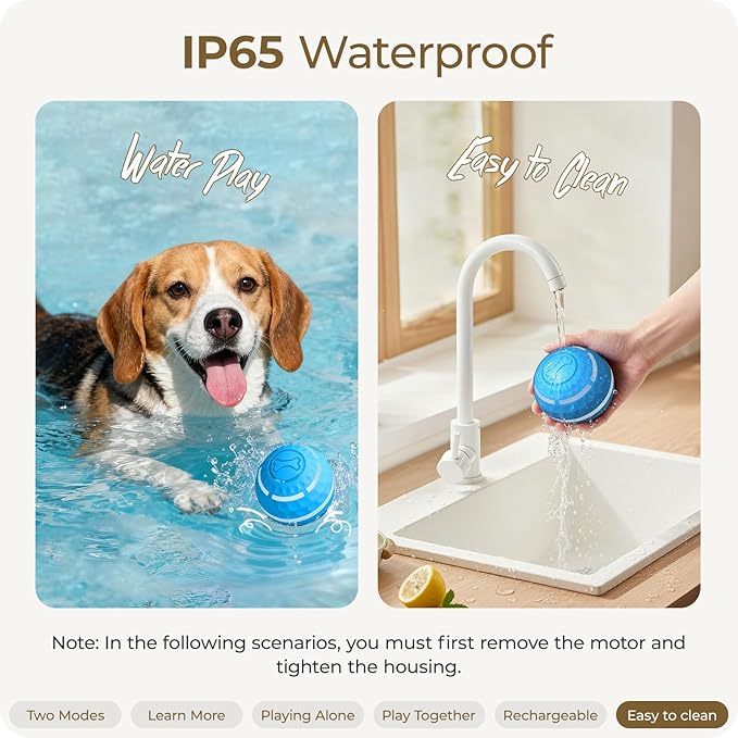 Apasiri Interactive Dog Toys: Automatic Moving Dog Balls with LED Lights, Puppy Toy to Keep Them Busy, Duraspin Dog Ball for Small,Medium,Large Dogs, Dog Toys for Aggressive Chewers,Rechargeable(Blue)