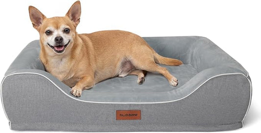 Orthopedic Small Dog Bed Washable for Small Size Dogs,Cooling Gel Memory Foam Sofa Bed with Removable Waterproof Cover & Sides,for Old Pets or Cat with Joint Pain,24"x18"x6"Grey