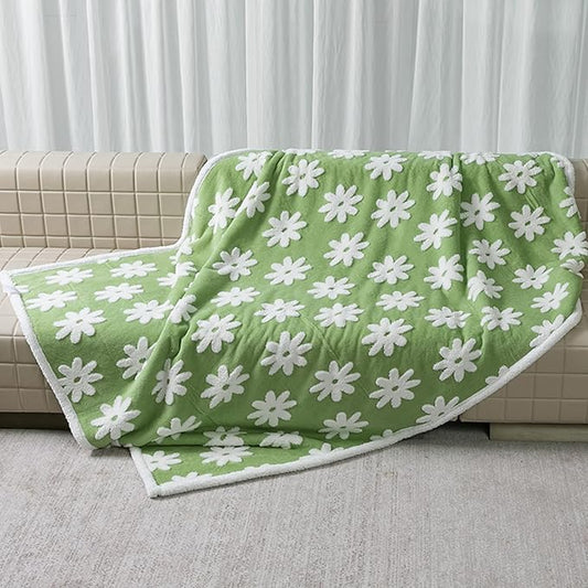 Waterproof Pet Blanket,Dog Bed Covers Couch Sofa Stylish Jacquard Pets Throw Blankets for Puppy Cats Washable Reversible Furniture Protection Covers (Green Flower,L)