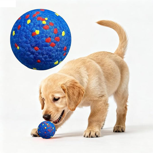 Durable Floating Dog Ball for Fetch & Chewing, 3.15" Plaque Cleaning Chew Toy for Aggressive Dogs & Puppies, High-Visibility Non-Toxic Water Toy with Textured Grip