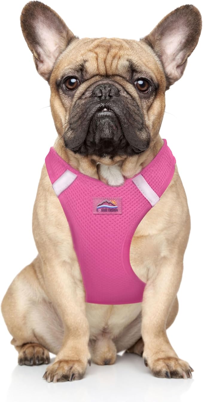 DOGGIE DESIGN Dog Harness - No Choke Dog Harness, Dog Vest, Mesh Polyester, Pet Harness, Simple Step in and Go Design, Harness for Dog - Candy Pink, M