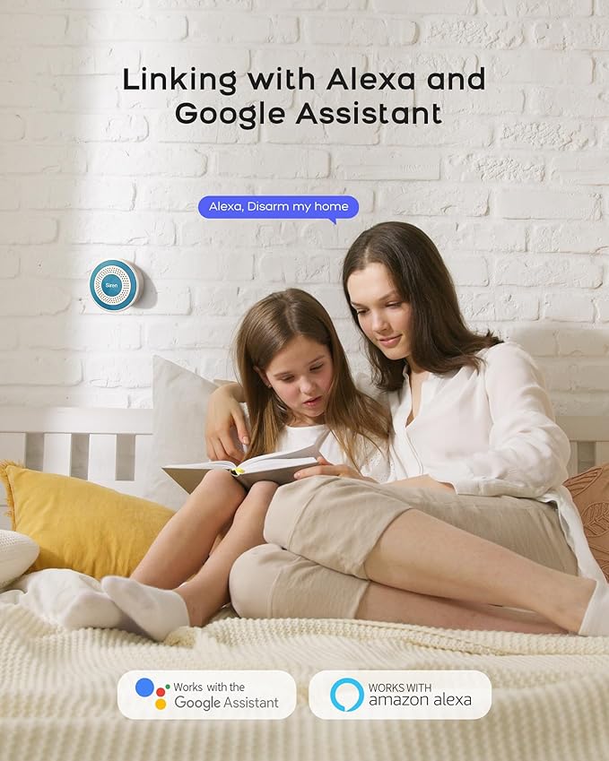 WiFi Door Alarm System, Wireless Alarm System 13 Piece Kit with Phone APP Alert Siren Door Window Sensor Motion Sensor Compatible with Alexa No Contract Ideal for Home, Garage, Apartment