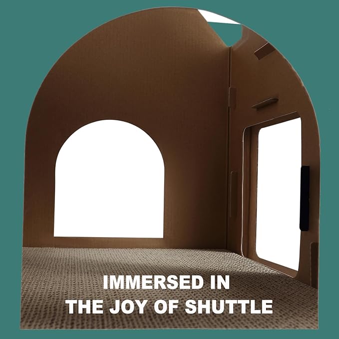 Cardboard Cat House with Scratcher – Christmas Cottage Design, 19''L x 17''W x 22''H, Festive Indoor Cat Playhouse & Hideout for Cats up to 22 lbs, Corrugated Scratch Pad & Holiday Home Décor