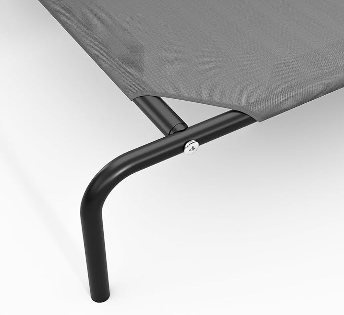 Elevated Dog Bed Waterproof Outdoor Pet Cot Cooling Dog Cot, Raised Bed for Large Dogs with Washable Breathable Mesh, No-Slip Feet, 50.8 x 31 x 8 inches, Grey