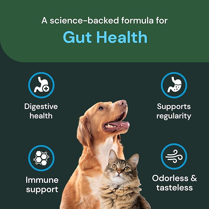 VetriScience Veterinary Strength Gut Health Powder - Gut Health Supplement for Pets - Immunity Support - Pet-Friendly Probiotic Powder - Tasteless & Odorless - 60 Servings