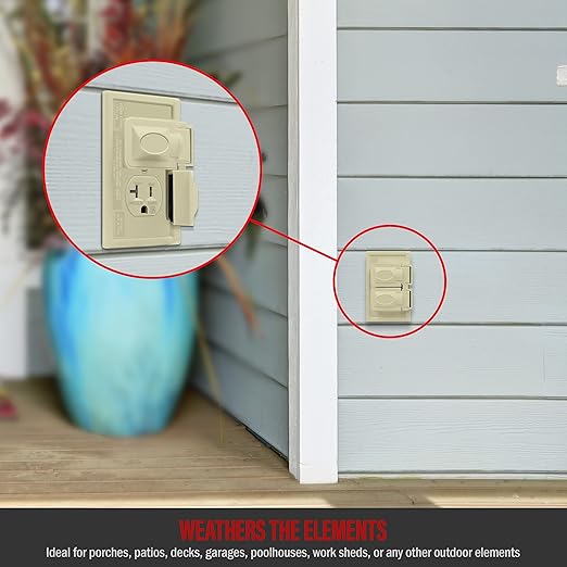 ENERLITES Duplex Receptacle, Tamper-Weather-Resistant, Residential/Commercial Grade Outdoor Outlet, Self-Grounding, 2-Pole, 3-Wire, 5-20R, 20A 125V, UL Listed, 62040-TWR-I, Ivory