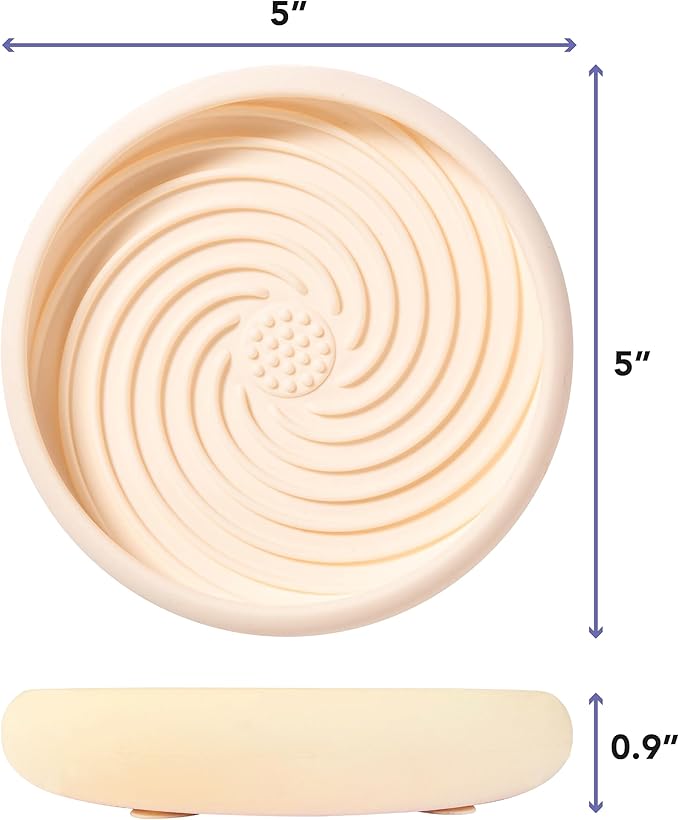 Awoo Lick Dish Silicone Dog & Cat Lick Mat & Slow Feeder with Suction Cups, Non-Slip, Dishwasher Safe, Extend Mealtime, Reduce Anxiety (Cream)