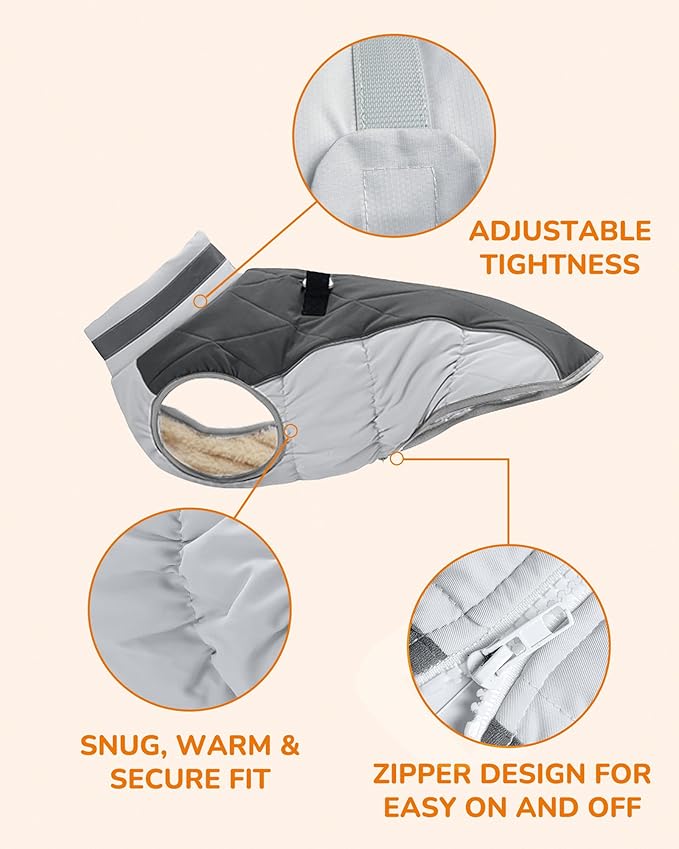 Dog Coat for Large Dogs, Adjustable Dog Jackets for Cold Weather, Reflective Winter Coat with Built-in Harness, Snowsuit Fits Dogs 22-47 lbs and Up, Size L Black