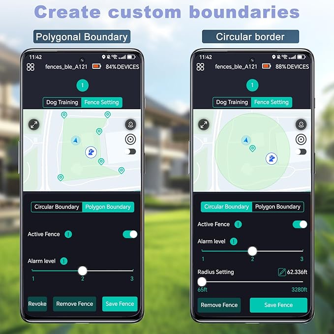 E-FENCE 3-in-1 GPS Dog Tracker/Training Collar/Electronic Fence Wireless Electric Collar Fence for Dogs,Pet Containment System,Adjustable Irregular Boundary,Outdoor Use Only