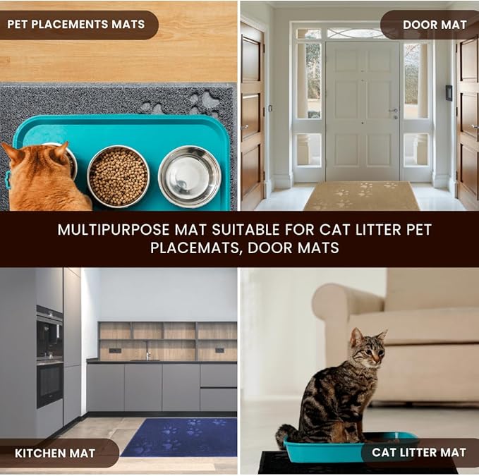 Andalus Medium Cat Litter Mat, Pack of 2 - Waterproof, Non-Slip & Easy to Clean Cat Litter Box Mat for Extra Efficient Pet Litter-Trapping, Brown (23.5” X 15.75”)