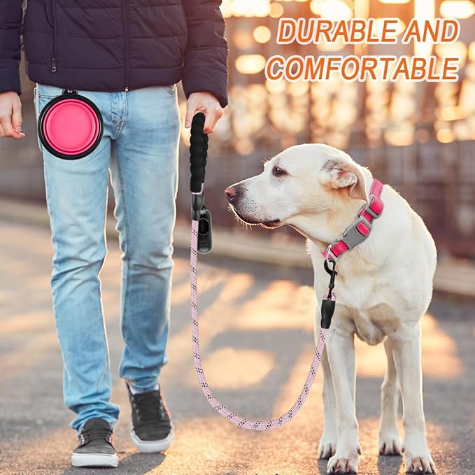 BARKBAY Dog Leashes for Large Dogs Heavy Duty Dog Leash 4/5/6 FT with Comfortable Padded Handle and Highly Reflective Threads for Medium Large Dogs Walking Training Running (4FT-1/2,Baby Pink)