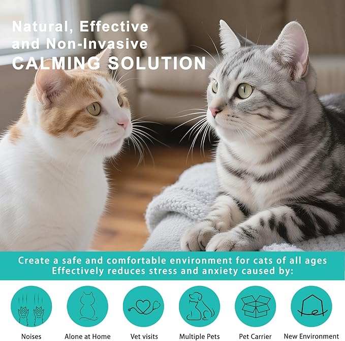 Cat Pheromones Calming Diffuser Kit, Pheromone Diffuser to Calm Cats, Multi Cat Anxiety Relief Stress Reduction, Reduce Fighting, Spraying and Scratching, 2 Diffusers & 4 Refills