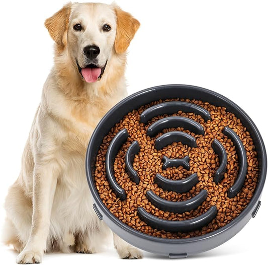 Slow Feeder Dog Bowls for Large Dogs Anti-Chocking Slower Feeder Dog Puzzle Bowl Pet Slow Eating Interactive Bloat Stop Dog Food Bowl JASGOOD,Dark Gray,Large