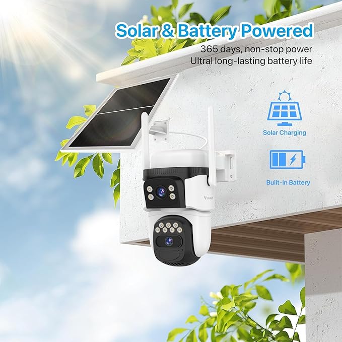 VSTARCAM 2K Dual Lens Security Camera Outdoor WiFi Camera for Home Security Home Survaillance Outdoor, 2.4G WiFi PTZ 2-Way Audio Auto Tracking Night Vision 360° View Cloud/SD Storage IP66 Weatherproof