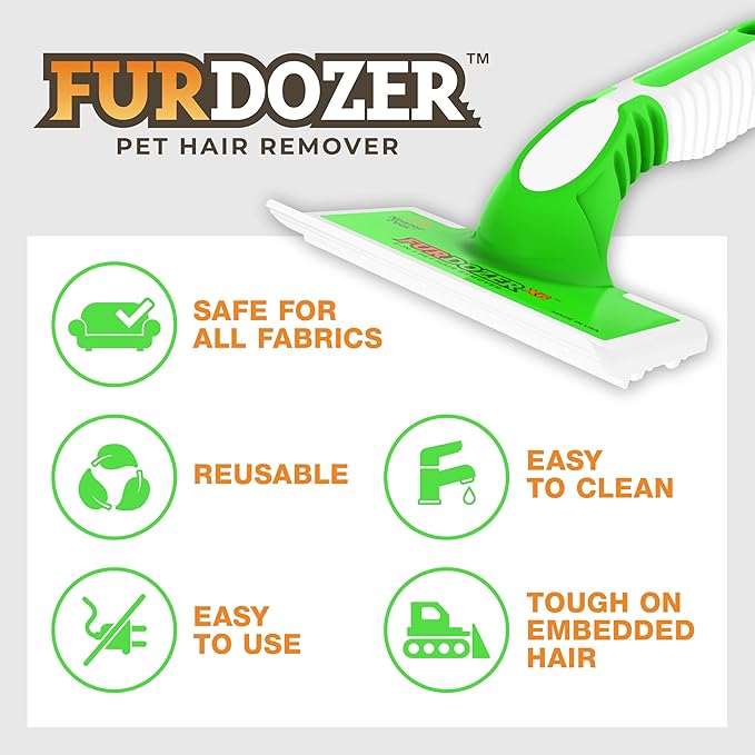 FurDozer Pet Hair Remover & Auto Detailing Tools - Cat & Dog Hair Remover for Carpets, Car Interiors, Couches, Bedding, & Pet Furniture (Green, (3 Pack) - X6, X3 PRO, X3 MINI)