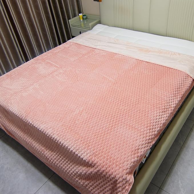 Water Resistant Blanket for Bed, 80"x90" Leakproof & Pet Friendly - King Size Waterproof Blanket, Reversible Large Water Resistant Throw (Peachy Pink/Peach Cream)