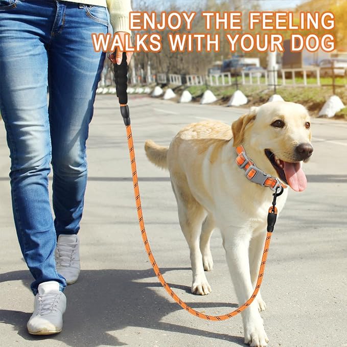 BARKBAY Dog Leashes for Large Dogs Heavy Duty Dog Leash 2 Pack 5 FT with Comfortable Padded Handle Highly Reflective Threads for Medium Large Dogs Walking Training Running (5FT-1/2,Orange+Black)