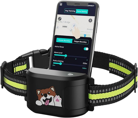 Upgraded GPS Dog Fence & Tracking Collar System - No Subscription Required, Customizable Boundaries via App, Waterproof Rechargeable Collar with Remote Training, 1-Minute Setup Black