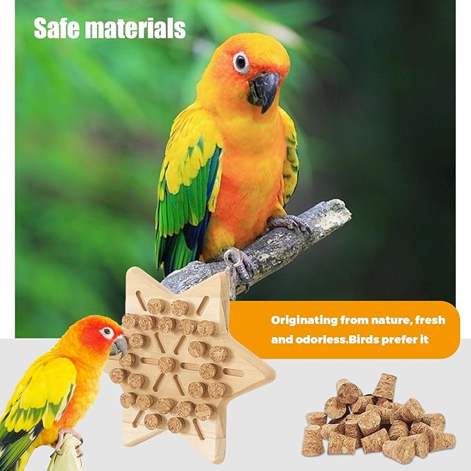 Wooden Bird Chew Toy, Parrot Biting Toys, Foraging Training, Relieve Boredom & Anxiety, Bird Cage Accessories, for Small Parakeets, Conures, Macaws, Budgies, Finches, XH D
