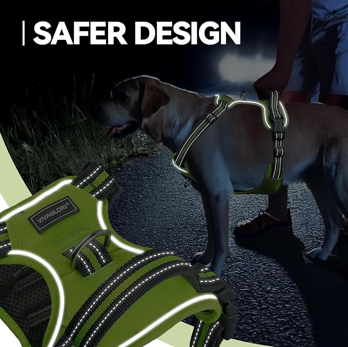 VIVAGLORY Dog Harness Easewalk No Pull Dog Harness with Handle & Front Back Clip for Training Lifting, Easy On Adjustable Padded No Pull for Pet & Puppy, S, Bright Yellow