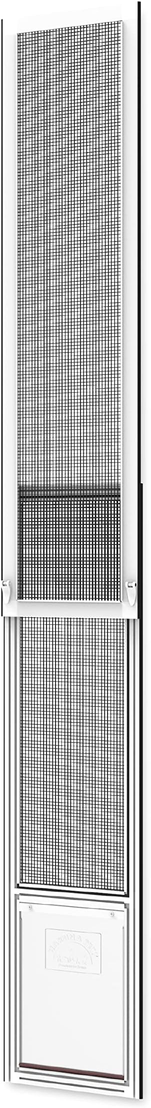 Hakuna Pets V2 Patio Pet Door Screen Insert Panel for Sliding Doors, Fits Door Track Min Ht 59.05" to Max Ht 84.25",UV Resistant Mesh, Locking Magnetic Dog Door, Easy Install and Removal,Medium,White