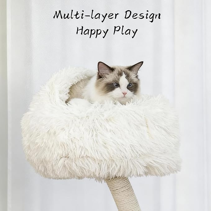 Modern Multi-Level Cat Tree Tower for Indoor Cats, 70" Large Cat Trees with Sisal Scratching Post, Luxury Cats Tower Furniture for Multiple Cats with Swing Hammock, Condo for Multiple Cat
