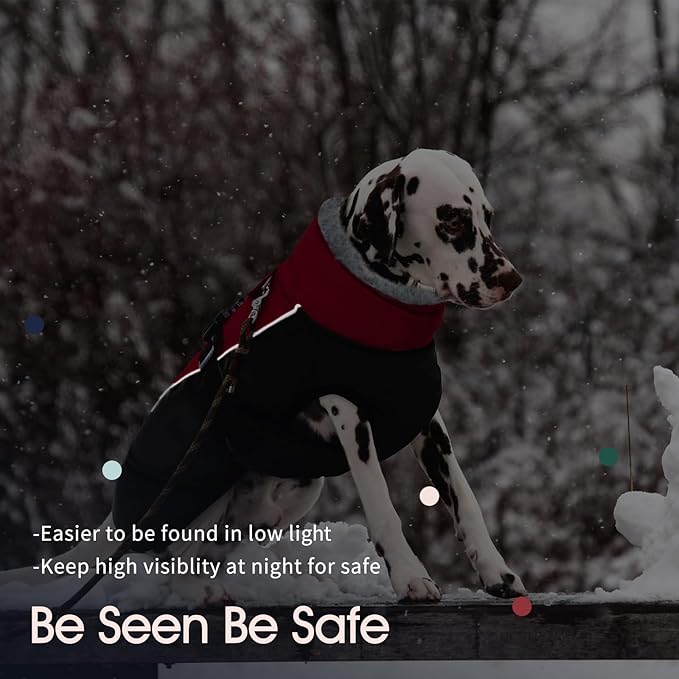 IECOii Extra Warm XXL Dog Coat - Reflective, Adjustable Dog Jacket for Cold Weather Outdoor, Waterproof Windproof Dogs Winter Jacket with Soft Fleece, Machine Washable for Large Dogs, Burgundy, 2XL