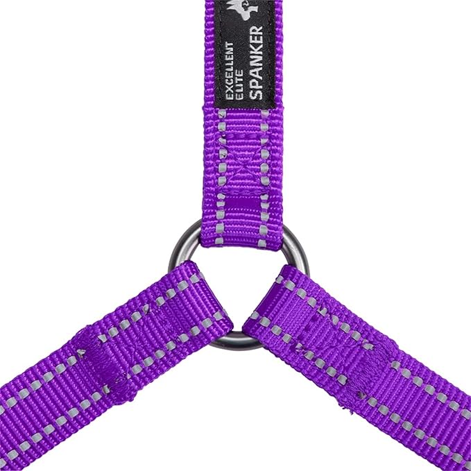 EXCELLENT ELITE SPANKER No Pull Dog Harness Reflective Nylon Vest L-Shaped Adjustable Easy Pet Harness for Small Medium Large Breeds Dogs Walking Training Black Red(Purple-XL)