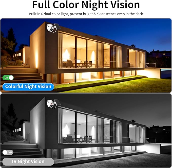 VSTARCAM Solar Security Camera Wireless Outdoor, 3MP Battery Powered WiFi Cameras Outside with Color Night Vision, Pan/Tilt, PIR Human Detection, 2-Way Audio, IP66, Local/Cloud Storage