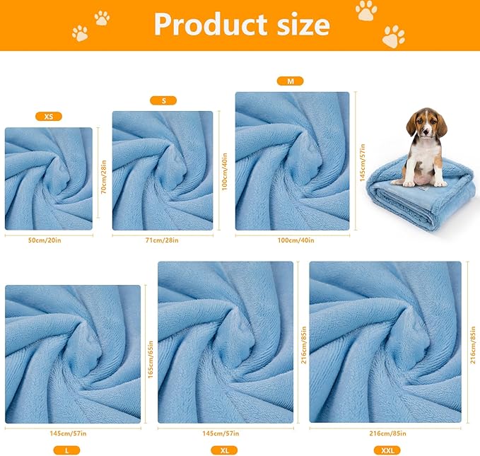 Waterproof Pet Blanket for Dogs Jacquard Fleece Blankets for Bed Cover Reversible Blue Fluffy Puppy Blankets Leakproof Sofa Couch Washable Cover Cat Doggie Blanket for Warm-Lake Blue,L