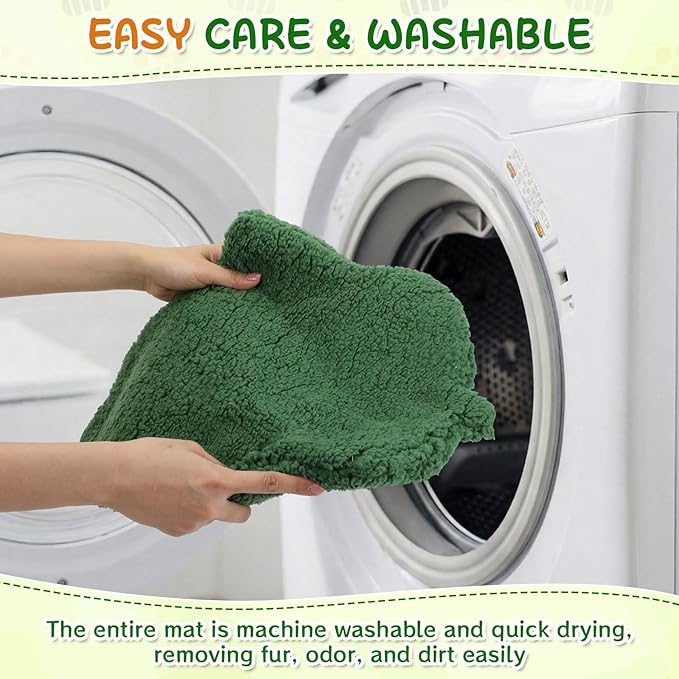 3 Pack Self Warming Cat Dog Bed Leaf Shape Self Heating Pet Mat Non Electric Washable Thermal Sleeping Pad Plush Heated Pet Mat for Crate Floor Indoor Outdoor(Dark Green,Small-16 x20)