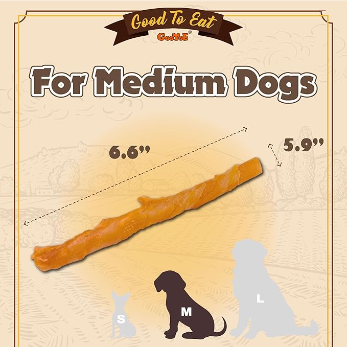 Gootoe Turkey Tendons for Dogs –All-Natural, Hypoallergenic Dog Treats, Rawhide Alternative, Long Lasting Puppy Chews, Healthy Dog Treats for Medium Breeds, Twists (M), 6 Count Pack