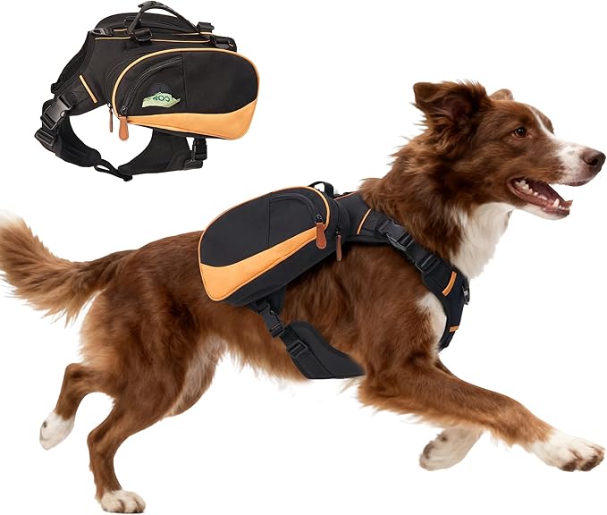 Dog Backpack Harness Suitable for Small Dogs, Adjustable Lightweight Pet Harness, Dog Carrying Bag Built-in Poop Bag Dispenser, Waterproof and Safe, Suitable for Hiking, Or Daily Walks, S