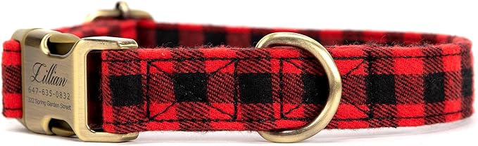 Personalized Dog Collar with Name and Phone Number Engraved,Adjustable Custom Puppy Collar,Organic Cotton Pet Collar for Small Medium Large Boy Girl Dogs