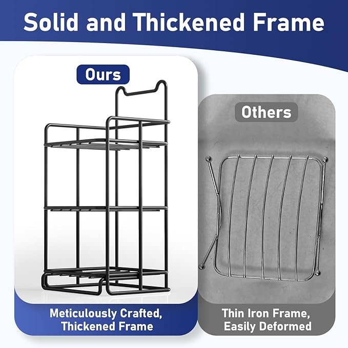 3 Tier Soap Bar Holder, 304 Stainless Steel Soap Dish for Bathroom, Removable Sponge Rack for Kitchen Sink (Black)