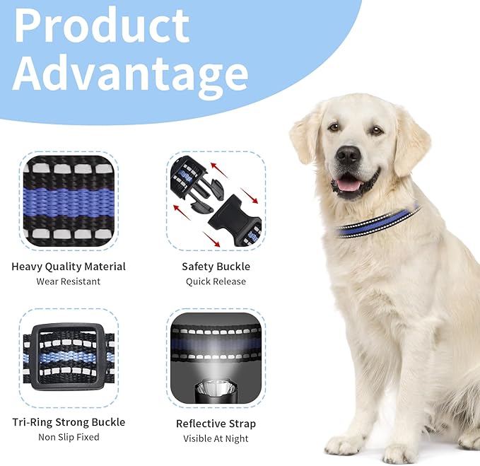 Modern Stylish 3/4" E Collar Replacement Strap with Quick Release, Adjustable for Small to Large Dogs, Replacement for Shock Collar (Black & Blue)