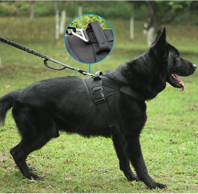 EXCELLENT ELITE SPANKER Tactical Dog Harness Military Patrol Harness No-Pull Service Dog Vest Military Dog Vest Adjustable Training Working Dog Vest with Handle for Medium Large Dogs(Black-XL)