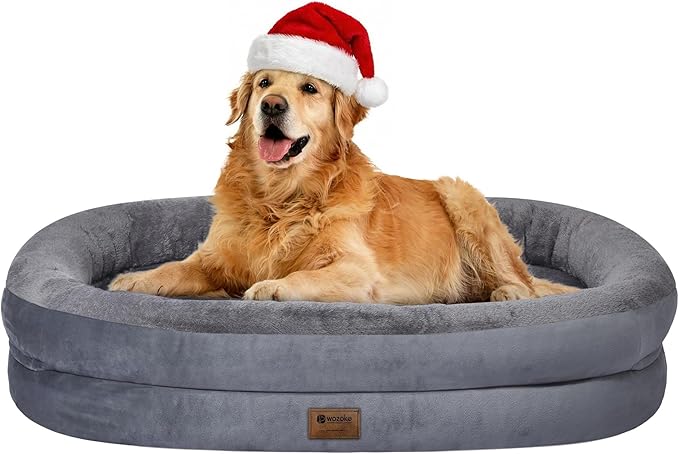 Orthopedic Washable Large Dog Bed: Waterproof Pet Bed with Bolsters - Removable Washable Cover for L XL XXL Large Sized Dog Bed - Non-Slip Bottom - Dark Gray