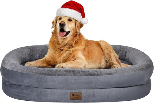 Orthopedic Washable Large Dog Bed: Waterproof Pet Bed with Bolsters - Removable Washable Cover for L XL XXL Large Sized Dog Bed - Non-Slip Bottom - Dark Gray