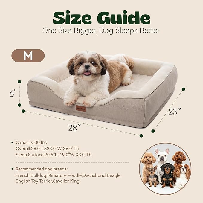 Aesthetic Dog Bed for Mediun Size Dogs Orthopedic with Cooling Gel Memory Foam Waterproof,Comfort Cute Cat Couch for Indoor Cats with Removable Washable Cover for Old Pet with Joint Pain