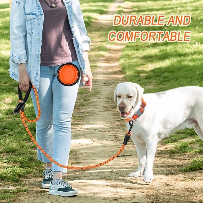 BARKBAY Dog Leashes for Large Dogs Heavy Duty Dog Leash 4/5/6 FT with Comfortable Padded Handle and Highly Reflective Threads for Medium Large Dogs Walking Training Running (6FT-1/2'',Orange)