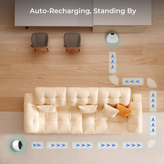 Magic S1 Indoor Security Robot Camera 1080P Movable Pet Camera with App Control, 2-Way Audio, Motion Detection, Night Vision, Auto-Recharge, Smart Home Cam for Pet/Elderly/Baby (White)