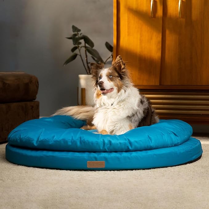 ClevaHome Orthopedic Dog Beds for Extra Large Dogs, 42 inches Ultra-Durable Round Pet Bed with Waterproof, Washable, Removable Cover, Nonslip Bottom (Mosaic Blue)