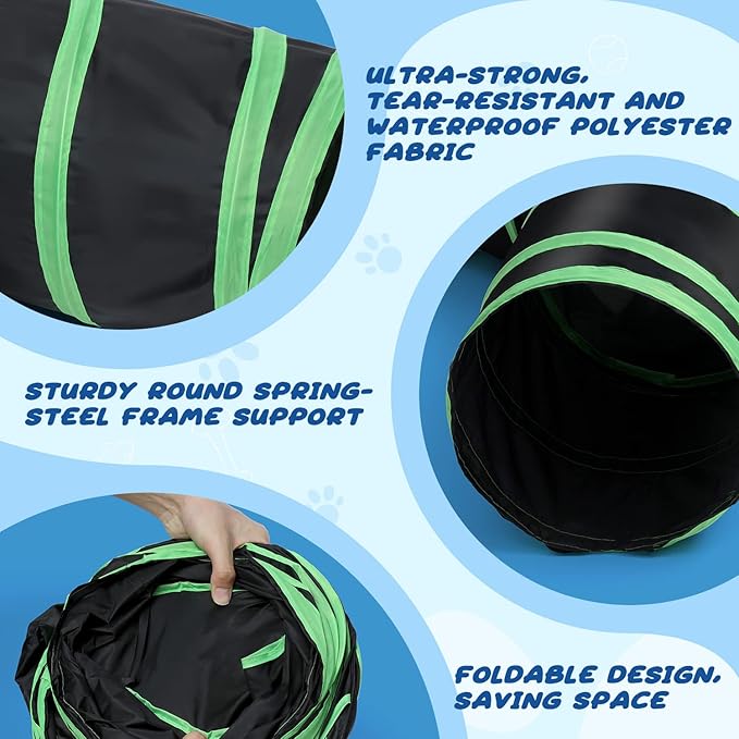 Upgraded Cat Tunnel Bone-Type, 4 Way Collapsible Cat Playhouse Pet Play Tunnel Tube with Storage Bag for Cats, Puppy, Rabbits, Ferret, Guinea Pig, Indoor and Outdoor Use